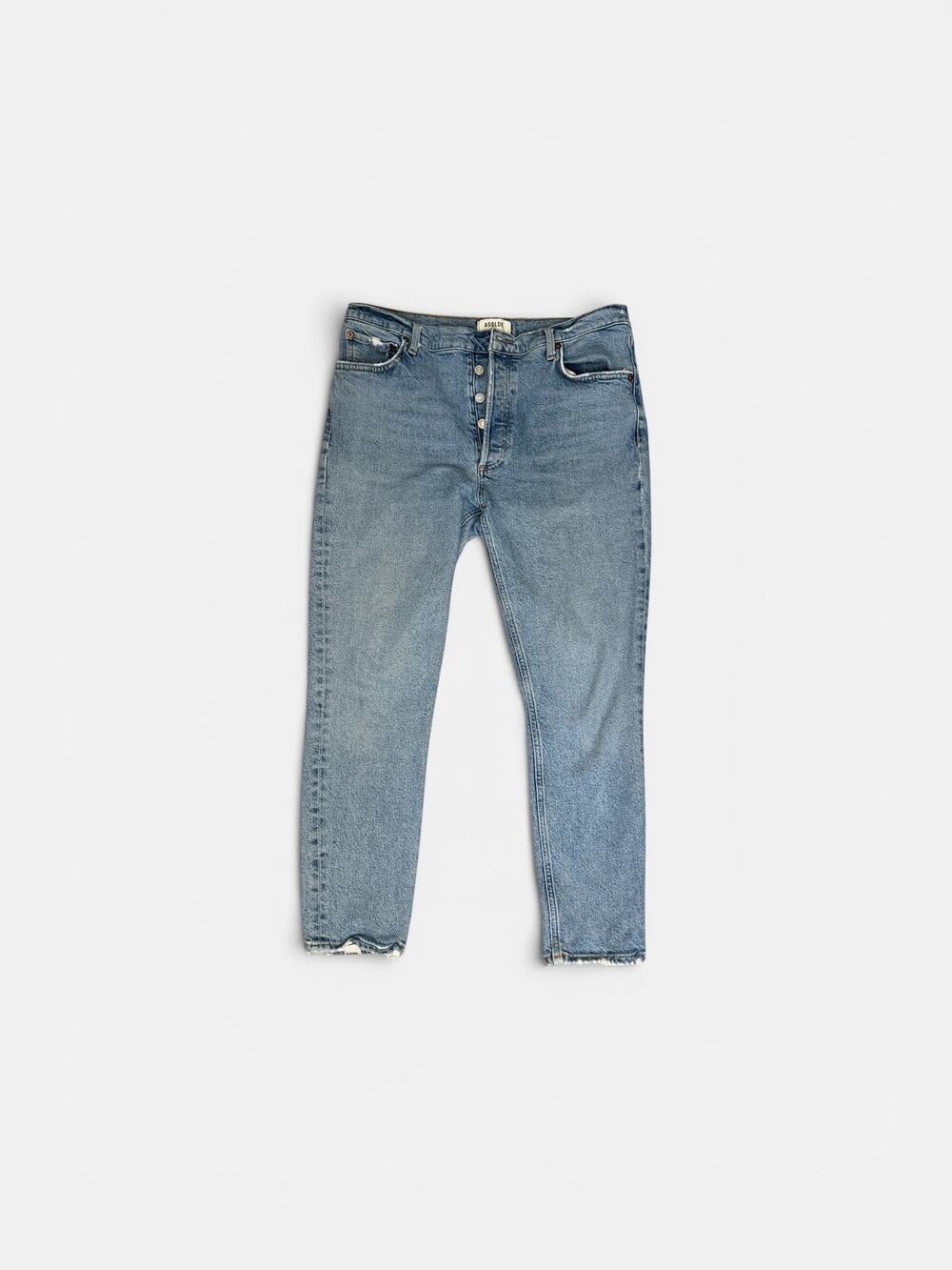 AGOLDE Nico High Rise Slim Jeans 31 | Light Wash | Organic Cotton | Raw Hem